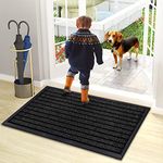 B&B Doormats, Door Mats Outdoor Indoor, Non Slip mat Entrance Rug, Indoor Floor Mat, Dirt Trapper Door Mat Outdoor Mat for patio, Multi Purpose Doormats (Black, 45 x 75 cm - Pack of 2)