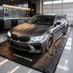 7'9" x 18' Garage Floor Mat for Under Car, Heavy Duty 610g PVC Waterproof Containment Mat with Raised Edges, Parking Pad Traps Rain, Mud, Snow & Oil for SUVs and Trucks
