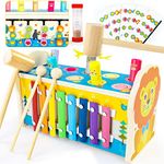 TONZE Montessori Toys for 1 2 3Years Old, Baby Toys 6-12-18 Months Wooden Hammering Pounding Toddler Toys with Xylophone Birthday Gifts for 1+ Years Old Boys Girls