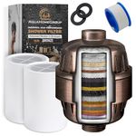 AquaHomeGroup 20 Stage Shower Filter with Vitamin C E for Hard Water - High Output Shower Water Filter to Remove Chlorine and Fluoride - 2 Cartridges Included -Consistent Water Flow Showerhead Filter