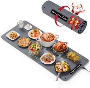 LAUDLIFE Extra Large Food Warming Mat (XXL 36”x16”) - Full-Surface Heating Pad with 4 Temps Settings, Ideal for Buffet Party Food Warmer, Roll-Up Electric Heating Tray for All Gathering Needs, Gray