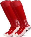 Yufree Men's Soccer Socks Anti Slip Knee Socks Non Slip Grip Pads for Football Basketball Sports Socks, 2/3 Pair, 2 Pair / Red / Adult, One Size