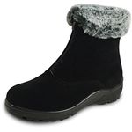 kozi Canada Women Casual Ankle Bootie Winter Boot NINA-4 Fur Boot with Front Zipper Black Women Size 10