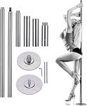 DORTALA 45mm Portable Stripper Dance Pole, Spinning Static Dancing Pole for Beginner & Professional Stripper Fitness, 440LBS Weight Capacity, Adjustable Dancer Pole for Home, Gym, Club, Pub, Easy Assembly
