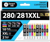 Smart Ink Compatible Ink Cartridge Replacement for Canon 280 281 PGI-280XXL CLI-281XXL (10 Combo Pack) to use with Pixma TR8520 TS9120 TS6120 TR8620 TR8620a TS6320 TR7520 TS6220 (PGBK & BK/C/M/Y)