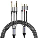 Meamaz 6.56ft/2M RCA to 1/4" 6.35mm Audio Cable 1/4" to 1/8" Stereo Cable Male to Male Bi-Directional Audio Cable Use for CD TV Audio Mixer，Power Amplifier, Car, Home Theater, Speaker Headphone