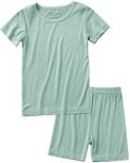 Jimonda Baby Boys Girls Pajama Sets Toddler Sleepwear Cool Jammies 2pcs Viscose from Bamboo PJs Short Sleeved 18M-8Y(Cyan-5T)