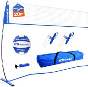 Haokelball Volleyball Net Set for Backyard Beach Outdoor, 20FT Portable Freestanding Volley Ball Nets for Indoor Training and Pool, Heavy Duty Netting with Carry Bag, Ball and Pump