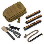 Coopers Bay Ferro Rod Fire Starter Package | Premium Fire Starting Kit | Includes Large Ferro Rod, Fire Starter Tinder and Custom Carry Pouch | Complete Fire Starter Survival Tool Package (Tan)