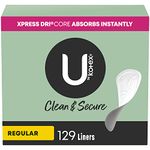 U by Kotex Clean & Secure Panty Liners for Women (Previously 'Security LightDays'), Light Absorbency, Regular Length, 129 Count (Packaging May Vary)