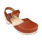 Lotta From Stockholm Low Wood Low Heel Clogs in Tan Leather EUR 38