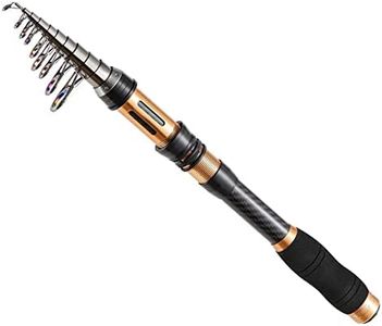 BNTTEAM Canna da Pesca Portatile 99% Fibra di Carbonio, Canna da Pesca telescopica Super Dura Ultraleggera per Surf da Viaggio Pesca d'Acqua Dolce Bass Boat (CB/2.1M/82.6in/6.88ft)