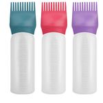 Gezimetie Root Comb Applicator Bottle Hair Dye Applicator Brush 3 Pack Applicator Bottle for Hair Root Comb Color Applicator Bottle 6 Ounce with Graduated Scale Double Color