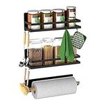 SANNO Refrigerator Magnetic Spice Rack Seasoning Organizers Spice Stand with 8 Removable Hooks, Refrigerator Jar Holder Utensils Towel Shelf Fridge Side Shelf for Kitchen,Metal Cabinet