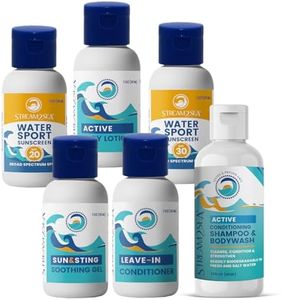 STREAM 2 SEA 6 Pack Natural Travel Sized Toiletries, 1oz Paraben Free Sample Size Shampoo, Conditioner, Lotion, Mineral Sunscreen SPF 20 and SPF 30 and After Sun Gel