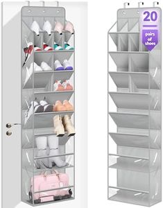 MISSLO Clear Over the Door Shoe Organizer Large Deep Pockets Hanging Shoe Rack for Closet Fit 20 Pairs Shoe Holder for Sneakers Boots Storage，Grey