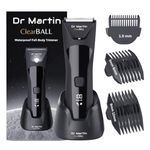 Manspot Groin Hair Trimmer For Men, Electric Ball Trimmer/Shaver, Replaceable Ceramic Blade Heads, Waterproof Wet/Dry Groin & Body Shaver Groomer, 90 Minutes Shaving After Fully Charged (Clearball)