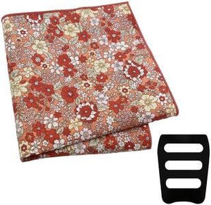 GHTIYLP Floral Pocket Squares for Men with Holder Printed Flower Mens Handkerchief Cotton Suit Pocket Hanky for Wedding (Orange and Red)