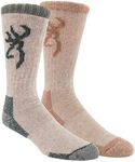 Browning Men's Wool Buckmark Socks, 2 Pairs Wool Blend Outdoor Boot Socks with Arch Support, Poplar (Mountain View/Leather Brown), Large