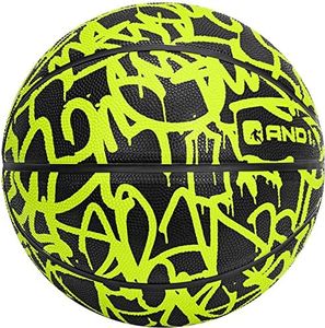 AND1 Fantom Graffiti Rubber Basketball Game Ready, 27.5 Inches, Youth Size 5, Made for Indoor and Outdoor, Sold Deflated (Pump NOT Included), Volt