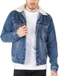 NOROZE Mens Denim Jacket with Detachable Sherpa Collar Classic Fur Jean Trucker Coat (L, Denim Blue)