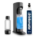 Drinkmate OmniFizz Sparkling Water Maker & Soda Streaming Machine | Carbonates Any Drink | SPECIAL BUNDLE | Includes 60L CO2 Cartridge + Two BPA-Free Bottles (Matte Black)