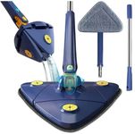 360° Rotatable Adjustable Cleaning Mop | Extendable Triangle Mop with Long Handle | Hand Twist Quick Dry Mop | Multifunctional Wet and Dry Mop for Floor Wall (Blue)