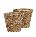 ARPAN Set of 2 Seagrass Round Waste Paper Bin/Basket/Storage - Ideal For Home, Office, Bedrooms