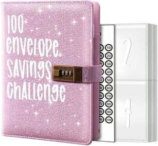 100 Envelopes Money Challenge with Combination Lock, Storage Savings Book with Envelopes, Family Budget Binder, Pink