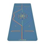 Liforme Printed Yoga Mat Collection – Free Yoga Bag, Patented Alignment System, Warrior-like Grip, Non-Slip, Eco-friendly, Biodegradable, Sweat-resistant, Long, Wide and Thick for Comfort (Blue Sky)