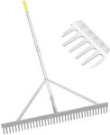 Byhagern Landscape Rake 36'', Aluminum Rakes with Lightweight 69'' Handle, Landscaping Rake Tool for Lawn Care, Beach