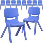 Flash Furniture Whitney 10 Pack Blue Plastic Stackable School Chair with 12'' Seat Height