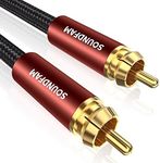 SOUNDFAM Subwoofer Cable 2M, RCA Audio Subwoofer Cable Digital Coaxial Audio Cable [24K Gold Plated | Dual Shieldeded] Subwoofer RCA Cable for Soundbar, TV, Subwoofer