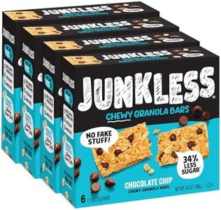 Junkless Chocolate Chip Chewy Granola Bars - Less Sugar, Great Tasting, Wholesome Snacks - Bulk Granola Bars - 1.1 oz. Bars, 4 Boxes