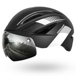 Odoland Adult Bike Helmet with Detachable Magnetic Sun Visor,Bicycle Helmet Mountain Road Bike Cycling Certified Lightweight Adjustable Helmet for Men Women,Matte Black