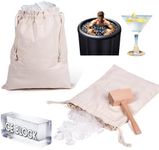 Annaklin Extra Large Lewis Ice Bag and Mallet, 1 Wooden Ice Hammer and 2 Pieces 13"x16" Canvas Bag for Crushed Ice, Bartender Kit Set & Bar Tools Kitchen Accessory, Ice Bath Cold Plunge Accessories