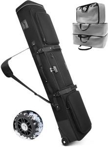 AUROTIER Larger Skis Snowboard Bag wi th Wheels and TSA Lock for Air Travel | Fits 2 Snowboards or 2 Pairs Skis or Mixed Gear, 10mm Padded Waterproof Snowboard Bag with Removable TPU Storage Bags,Black