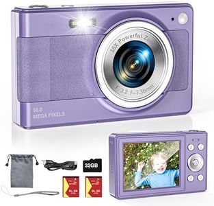 Upgrade Digital Camera, 56MP FHD 1080P Camera for Kids with 16x Zoom Anti Shake, Kid Camera with 32GB TF Card, Two Batteries, Lanyard, Compact Small Camera for Kids Boys Girls（Purple）