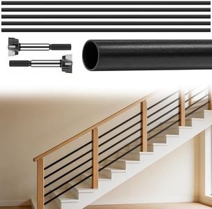5 Pack 6 FT x 5/8 inch Aluminum Stair Balusters Round Horizontal Bar Baluster, 72inch Matte Black Hollow Stair Baluster for Indoor Indoor Outdoor Deck Railing Staircase (5)