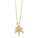 18K Small Cute Hip Hop Gold Plated Men Fashion Plant Weed Leaf Pendant Necklace