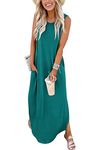 HAVANSIDY Women's Summer Long Dress Sleeveless Plus Size Maxi Dresses Beach Sundress (1 Dark Green, XXL)