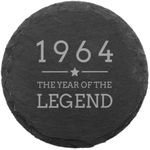 Engraved Natural Slate Coaster - 1964 The Year Of The Legend Coaster Gift | Women and Mens Gift Ideas | 60th Birthday Gifts for Boys and Girls | Thoughtful Keepsake Presents | Dust and Things