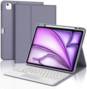 IVEOPPE Funda iPad Air 13 Pulgadas con Tecaldo Touchpad, Teclado iPad Air 13 2024, Cover Teclado Trackpad Español Ñ Bluetooth Desmontable iPad Air 13 M2 2024, Púrpura Lavanda