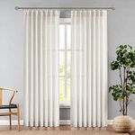 Central Park Pinch Pleated Sheer Curtain Panels 95 Inches Long Linen Blend Slub Yarn Sheer Window Treatment Drape for Rustic Farmhouse Living Room Bedroom, 40"x95"x2, Linen