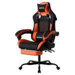 Gaming Chair with Footrest,High Back Gamer Chairs with Massage Reclining Computer Chairs Big and Tall Racing Gaming Chair Ergonomic Game Chair for Adults (Sky Orange)