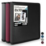 Dunwell Photo Album 8x10 Binder (Assorted Colors, 3-PK) - 8 x 10 Photo & Art Portfolio Presentation Book, Each Shows 48 Pages, Professional Photo Book for 8x10 Pictures, Portraits, Artwork, Keepsake