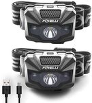 Foxelli LED Head Torch Rechargeable [2-Pack] – Ultralight USB Rechargeable Headtorch for Adults & Kids, Waterproof Headlamp with Red Light for Running, Camping, Fishing & Outdoors