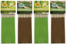 LIELA - Mosquito Repellent Garden and Outdoor Incense Sticks 60 Sticks 10 inch Long in Pure and Natural Fragrance Citronella & Lemon Grass 10 mm Thick 30 Sticks Each -Set of 4