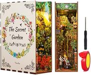 Spilay DIY Dollhouse Miniature Book Nook Assemble Kit,3D Wooden Puzzle Bookshelf Insert Decor with Sensor Light,Bookends Model Build-Creativity Kit for Adults Birthday Gift (The Secret Garden)