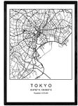 Sheet Tokyo City map Nordic Style Black and White. Poster Frame A4 Printed Paper No 250 gr. Paintings, Prints and Posters for Living Room and Bedroom